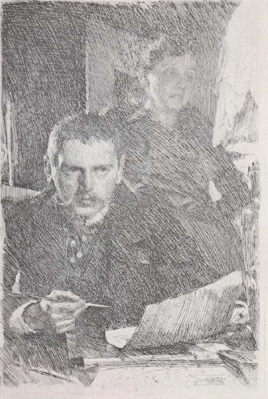 Anders Zorn jag och emma oil painting image